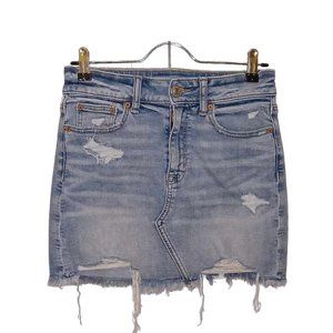 American Eagle Distressed Denim Skirt Super Stretch NWOT